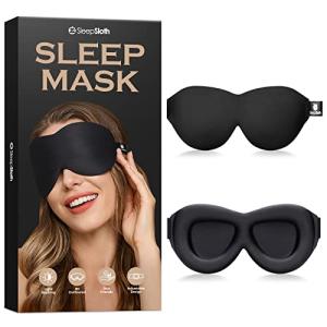 SleepSloth Sleep Eye Mask for Men Women, 3D Contoured 100% Blackout Eye Mask for Sleeping with Adjustable Strap, Soft and Comfortable Night Blindfold, Shade Cover for Travel Shift Work Nap, Black