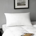 Down Feather Pillow Queen Size, White Duck Down and Feather Filled Pillow Inserts, Firm and Soft Hotel Bed Pillows with 430 TC Cotton Blend Cover Fit for Back, Stomach and Side Sleeper, Pack of 1