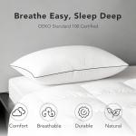 Down Feather Pillow Queen Size, White Duck Down and Feather Filled Pillow Inserts, Firm and Soft Hotel Bed Pillows with 430 TC Cotton Blend Cover Fit for Back, Stomach and Side Sleeper, Pack of 1