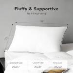 Down Feather Pillow Queen Size, White Duck Down and Feather Filled Pillow Inserts, Firm and Soft Hotel Bed Pillows with 430 TC Cotton Blend Cover Fit for Back, Stomach and Side Sleeper, Pack of 1