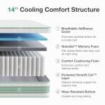 Novilla Queen Mattress 14 Inch, Hybrid Mattress Queen for Motion Isolation, Gel Memory Foam with Pressure Relief for Cool Night Sleep, Medium Firm Mattresses with Pillow Top, Certipur-Us Certified