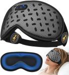 MUSICOZY Bluetooth Sleep Mask, Cooling Weighted Eye Mask with Bluetooth Headphones for Side Sleepers, 3D Contoured Relaxing No Pressure Eye Cover to Block Light for Night Sleeping(Grid Black)