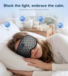 MUSICOZY Bluetooth Sleep Mask, Cooling Weighted Eye Mask with Bluetooth Headphones for Side Sleepers, 3D Contoured Relaxing No Pressure Eye Cover to Block Light for Night Sleeping(Grid Black)