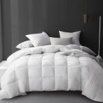 Hotel Grand Luxury White Goose Feather Down Fiber Comforter Full Queen Size, 100% Cotton All Season Duvet Insert Queen, Medium Warmth Bedding Comforter with 8 Corner Loops, White 90x90 Inch