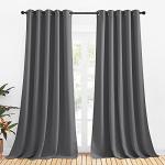 NICETOWN Bedroom Curtains Blackout Drapery Panels, Three Pass Microfiber Thermal Insulated Solid Ring Top Blackout Window Curtains/Drapes (Two Panels, 70 x 108 inches, Gray)