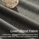 102 Inch Long Charcoal Gray Blackout Curtains for Bedroom 2 Panels Set Modern Natural Linen Back Tab Pleated Floor to Ceiling Thermal Drapes Hooks Rings 102 In Window Drapes 100% Black Out Linen