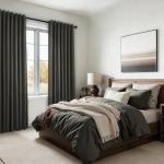 102 Inch Long Charcoal Gray Blackout Curtains for Bedroom 2 Panels Set Modern Natural Linen Back Tab Pleated Floor to Ceiling Thermal Drapes Hooks Rings 102 In Window Drapes 100% Black Out Linen