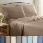 4 Piece King Sheet Set | 400 Thread Count | Queen Size Bed Sheets Set | Lightweight Breathable 100% Cotton Sheets | Wrinkle Resistant & Fade Resistant Sateen Sheets | Silky Soft & Durable | Tan