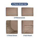 4 Piece King Sheet Set | 400 Thread Count | Queen Size Bed Sheets Set | Lightweight Breathable 100% Cotton Sheets | Wrinkle Resistant & Fade Resistant Sateen Sheets | Silky Soft & Durable | Tan