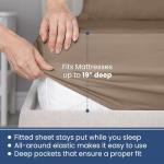 4 Piece King Sheet Set | 400 Thread Count | Queen Size Bed Sheets Set | Lightweight Breathable 100% Cotton Sheets | Wrinkle Resistant & Fade Resistant Sateen Sheets | Silky Soft & Durable | Tan