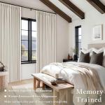 105 Inch Blackout Linen Curtains Pinch Pleat for Bedroom Living Room Darkening Neutral Pleated 100% Black Out Thermal Insulated Window Drapes Double Layer Soundproof Curtains 2 Panels Ivory Natural