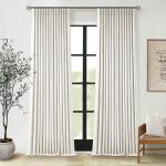102 Inches Long Pinch Pleated Linen Blackout Curtains for Bedroom Back Tab Track Memory Trained Shape Farmhouse Light Blocking Curtains 102 Inch Length for Living Dining Room Darkening Drapes Cream