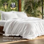Bedsure 100% Viscose Derived from Bamboo Duvet Cover Queen Size - Lightweight Silky Cooling Comforter Cover Set for Hot Sleepers, PureWoven Breathable & Moisture-Wicking Bedding Set, Pure White