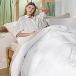 Bedsure 100% Viscose Derived from Bamboo Duvet Cover Queen Size - Lightweight Silky Cooling Comforter Cover Set for Hot Sleepers, PureWoven Breathable & Moisture-Wicking Bedding Set, Pure White