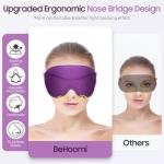 BeHoomi Sleep Mask, Premium Eye Mask for Sleeping, 3D Ergonomic Designed Sleeping Mask, Upgraded Light Blocking & Blindfold Sleep Masks for Women, Men (Purple)