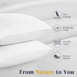 puredown® Goose Feathers and Down White Pillows with 100% Soft Cotton Cover, Bed Sleeping Hotel Collection Pillows Set of 2 King Size