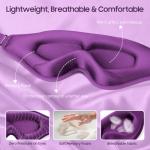 BeHoomi Sleep Mask, Premium Eye Mask for Sleeping, 3D Ergonomic Designed Sleeping Mask, Upgraded Light Blocking & Blindfold Sleep Masks for Women, Men (Purple)