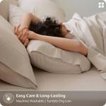 Bedsure 100% Washed Cotton Percale Sheets King Size - Linen Like Textured 6-Piece Bedsheet Set with 18" Deep Pocket, Breathable & PureWoven Soft Comfy (Linen, King)