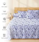 RUVANTI 6 Pcs Cotton Sheets - 100% Natural Cotton Soft, Lightweight & Breathable Crispy Percale Bed Sheets, Queen Sheet Set 16" Deep Pockets, Wild Flower