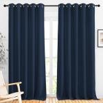 NICETOWN Blackout Curtains Panels for Living Room, 2 Panels, 66 x 92 Inch, Navy, 3 Pass Microfiber Noise Reducing Thermal Insulated Solid Ring Top Blackout Window Drapes