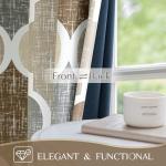 Beauoop 100% Blackout Curtains 84 Inches Long 2 Panels for Bedroom Living Room Brown Grey Moroccan Geo Room Darkening Thermal Insulated Soundproof Grommet Top Window Treatments Drapes, 50x84 Set of 2