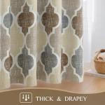 Beauoop 100% Blackout Curtains 84 Inches Long 2 Panels for Bedroom Living Room Brown Grey Moroccan Geo Room Darkening Thermal Insulated Soundproof Grommet Top Window Treatments Drapes, 50x84 Set of 2