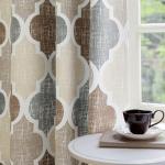 Beauoop 100% Blackout Curtains 84 Inches Long 2 Panels for Bedroom Living Room Brown Grey Moroccan Geo Room Darkening Thermal Insulated Soundproof Grommet Top Window Treatments Drapes, 50x84 Set of 2