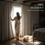 RYB HOME 100% Blackout Linen Curtains 102 Inch Long, Thermal Insulated Privacy Drapes for Bedroom/Living Room/Dining/Patio/Sliding Glass Door/Home Theater, W52 x L102, Natural Beige, 2 Panels