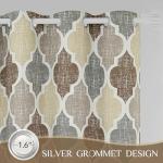 Beauoop 100% Blackout Curtains 84 Inches Long 2 Panels for Bedroom Living Room Brown Grey Moroccan Geo Room Darkening Thermal Insulated Soundproof Grommet Top Window Treatments Drapes, 50x84 Set of 2