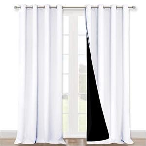 NICETOWN Room Warming Full Shading Curtains for Windows, Super Heavy-Duty Black Lined Blackout Curtains for Bedroom, Privacy Assured Window Treatment (White, Pack of 2, 52 inches W x 95 inches L)