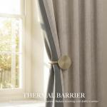 RYB HOME 100% Blackout Linen Curtains 102 Inch Long, Thermal Insulated Privacy Drapes for Bedroom/Living Room/Dining/Patio/Sliding Glass Door/Home Theater, W52 x L102, Natural Beige, 2 Panels