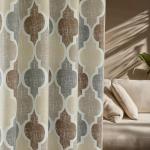 Beauoop 100% Blackout Curtains 84 Inches Long 2 Panels for Bedroom Living Room Brown Grey Moroccan Geo Room Darkening Thermal Insulated Soundproof Grommet Top Window Treatments Drapes, 50x84 Set of 2