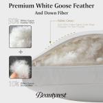 Beautyrest Goose Feather Down Fiber Gusseted Pillows, Firm Hotel Pillow Luxury Bed Pillows, 100% Cotton Cover, Queen/Jumbo Size Set of 2