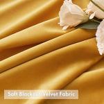 MIULEE Mustard Yellow Pom Pom Velvet Curtains for Fall Bedroom/Living Room Darkening Thermal Insulating 84 Inches Long Blackout Curtains with Rod Pocket for Kid Room/Nursery/Home Theater Set of 2
