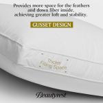 Beautyrest Goose Feather Down Fiber Gusseted Pillows, Firm Hotel Pillow Luxury Bed Pillows, 100% Cotton Cover, Queen/Jumbo Size Set of 2
