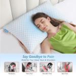 UYWO Cooling Firm Bed Pillows Set of 2, Shredded Memory Foam Pillows for Sleeping Luxury Gel Pillows for Side Back Stomach Sleepers with Removable Washable Cover(Blue, Queen)