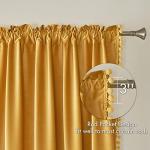 MIULEE Mustard Yellow Pom Pom Velvet Curtains for Fall Bedroom/Living Room Darkening Thermal Insulating 84 Inches Long Blackout Curtains with Rod Pocket for Kid Room/Nursery/Home Theater Set of 2