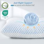 UYWO Cooling Firm Bed Pillows Set of 2, Shredded Memory Foam Pillows for Sleeping Luxury Gel Pillows for Side Back Stomach Sleepers with Removable Washable Cover(Blue, Queen)