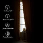 MIULEE Mustard Yellow Pom Pom Velvet Curtains for Fall Bedroom/Living Room Darkening Thermal Insulating 84 Inches Long Blackout Curtains with Rod Pocket for Kid Room/Nursery/Home Theater Set of 2