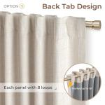 INOVADAY 100% Blackout Curtains 96 Inches Length 2 Panels Set, Back Tab/Rod Pocket Linen Black Out Curtains for Bedroom, Thermal Insulated Window Drapes - Cream, W50 X L96