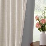 INOVADAY 100% Blackout Curtains 96 Inches Length 2 Panels Set, Back Tab/Rod Pocket Linen Black Out Curtains for Bedroom, Thermal Insulated Window Drapes - Cream, W50 X L96