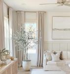 INOVADAY 100% Blackout Curtains 96 Inches Length 2 Panels Set, Back Tab/Rod Pocket Linen Black Out Curtains for Bedroom, Thermal Insulated Window Drapes - Cream, W50 X L96