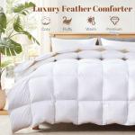 Cosybay King Size Feather Down Fiber Comforter - All Season White Duvet Insert - Luxury Medium Warmth Hotel Bedding Comforter,100% Cotton Cover-King, 106 x 90 Inch