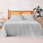 Amazon Basics Cooling Sheets, 4 Piece 100% Recycled Polyester Bed Sheet Set for Hot Sleepers, Breathable, 15-Inch Deep Pocket, Queen, Gray