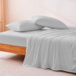 Amazon Basics Cooling Sheets, 4 Piece 100% Recycled Polyester Bed Sheet Set for Hot Sleepers, Breathable, 15-Inch Deep Pocket, Queen, Gray