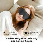 Weighted Eye Mask for Sleeping, 3D Contoured Sleep Mask Blackout with Adjustable Strap, Lash Extensions Sleep Mask for Travel, Migraine - Eye Cover Blindfold for Men Women (Black, 4.6oz)