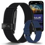 AMZAIZO Fitness Trackers Smart Wristband with Hidden Screen(Wrist-Raise Screen Activation) Activity & Sleep Tracker with Heart Rate/HRV/Blood Oxygen, Vibration Alerts, Free APP Black (Universal Size)