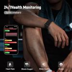 AMZAIZO Fitness Trackers Smart Wristband with Hidden Screen(Wrist-Raise Screen Activation) Activity & Sleep Tracker with Heart Rate/HRV/Blood Oxygen, Vibration Alerts, Free APP Black (Universal Size)