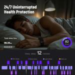 AMZAIZO Fitness Trackers Smart Wristband with Hidden Screen(Wrist-Raise Screen Activation) Activity & Sleep Tracker with Heart Rate/HRV/Blood Oxygen, Vibration Alerts, Free APP Black (Universal Size)