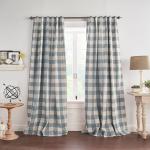 Elrene Home Fashions Farmhouse Living Grainger Buffalo-Check Blackout Window Curtain, Living Room and Bedroom Drape with Rod Pocket Tabs, 52" x 95", Chambray, 1 Panel